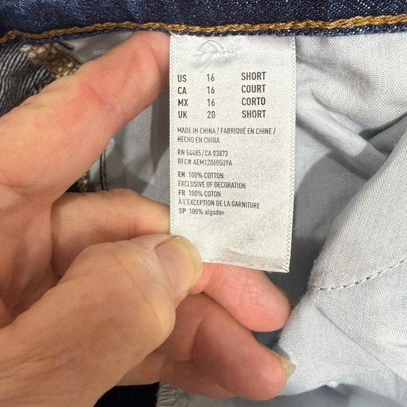 American Eagle Vintage Hi-Rise Jeans Dark Wash Denim Womens Size 16 Short - Picture 4 of 9